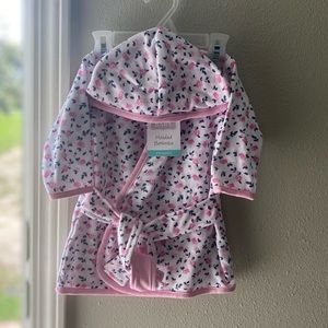 Hooded floral Baby Bathrobe - 0-9m